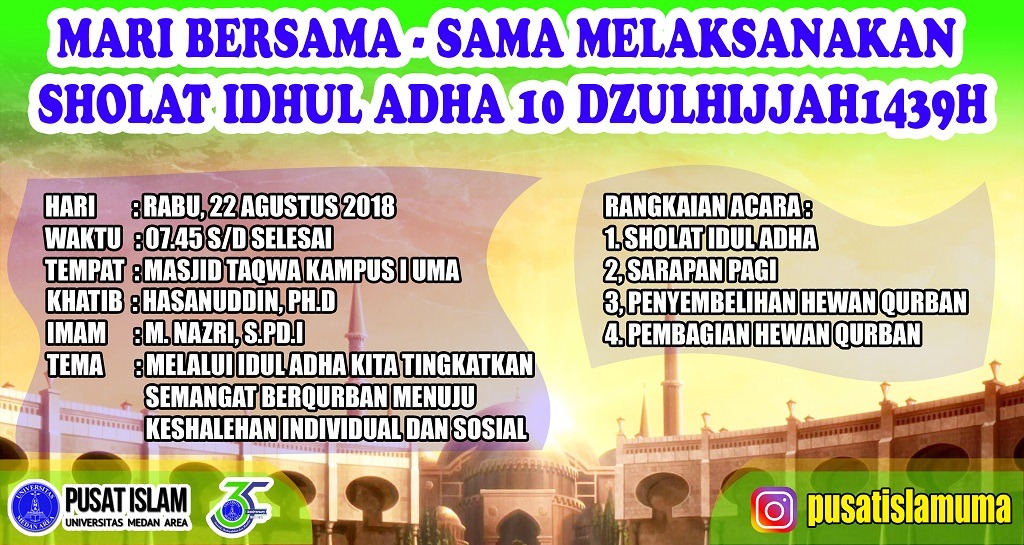 Mari Sholat Idul Adha Di Masjid Taqwa Universitas Medan Area Bkm At Taqwa Uma
